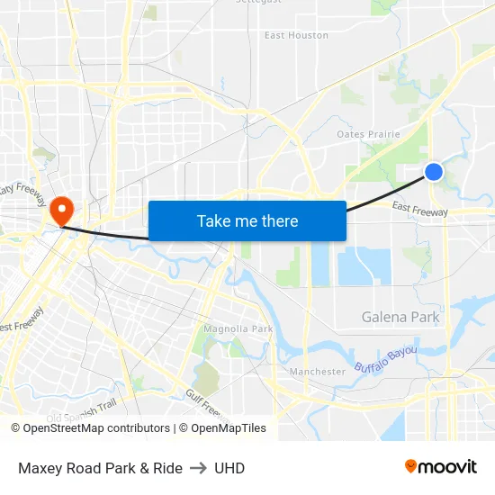 Maxey Road Park & Ride to UHD map