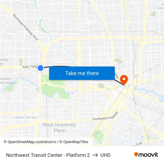Northwest Transit Center - Platform 2 to UHD map