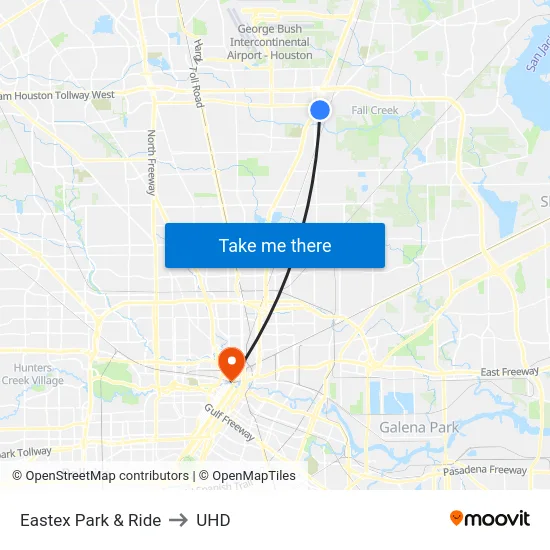 Eastex Park & Ride to UHD map