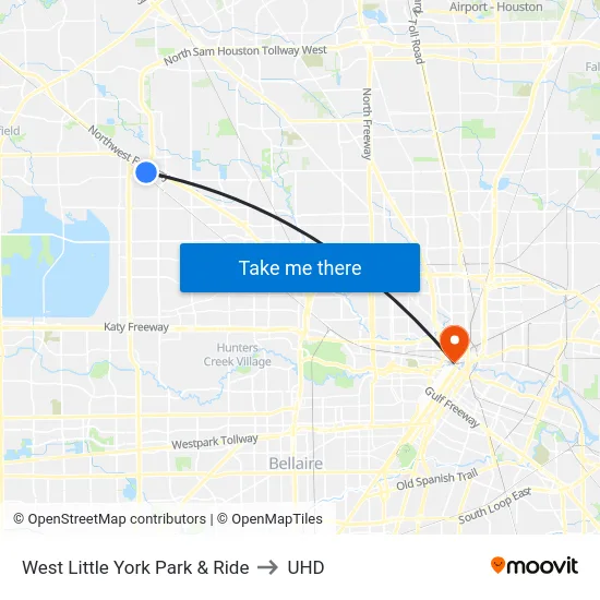 West Little York Park & Ride to UHD map