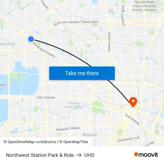 Northwest Station Park & Ride to UHD map