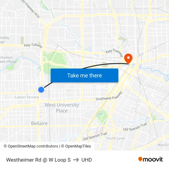 Westheimer Rd @ W Loop S to UHD map