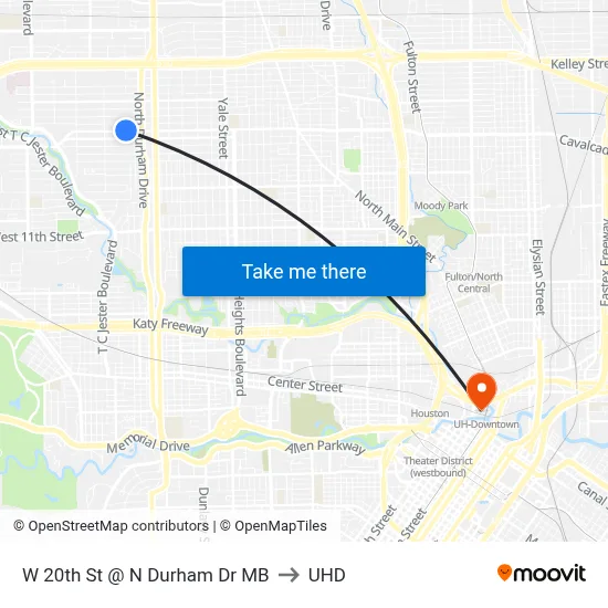 W 20th St @ N Durham Dr MB to UHD map