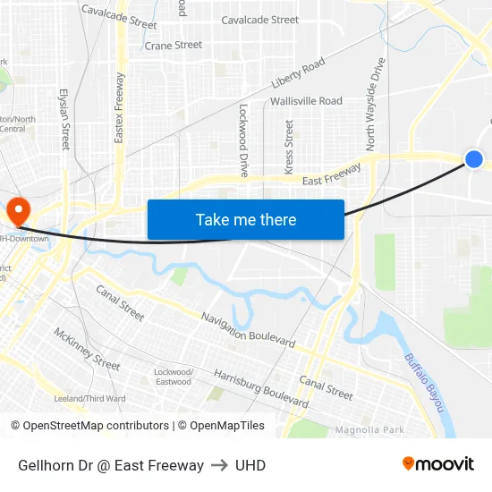 Gellhorn Dr @ East Freeway to UHD map