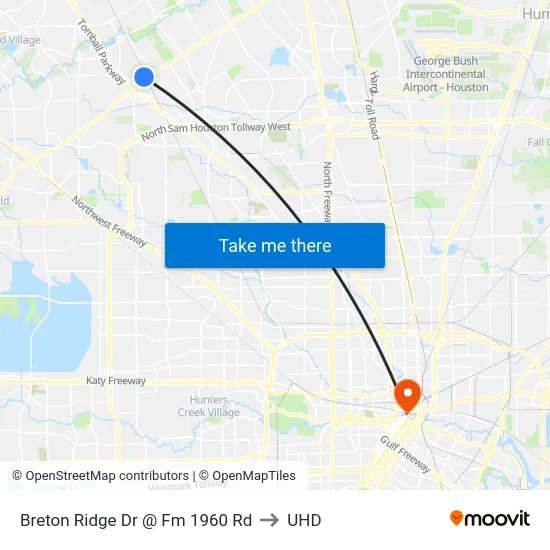 Breton Ridge Dr @ Fm 1960 Rd to UHD map