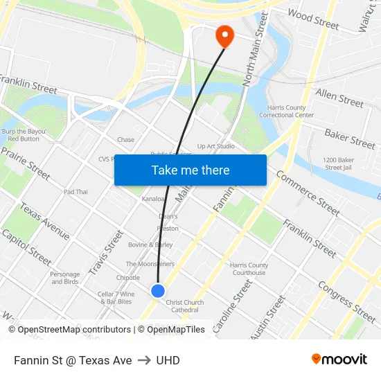 Fannin St @ Texas Ave to UHD map