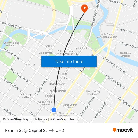 Fannin St @ Capitol St to UHD map