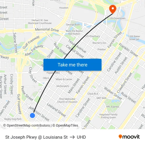 St Joseph Pkwy @ Louisiana St to UHD map