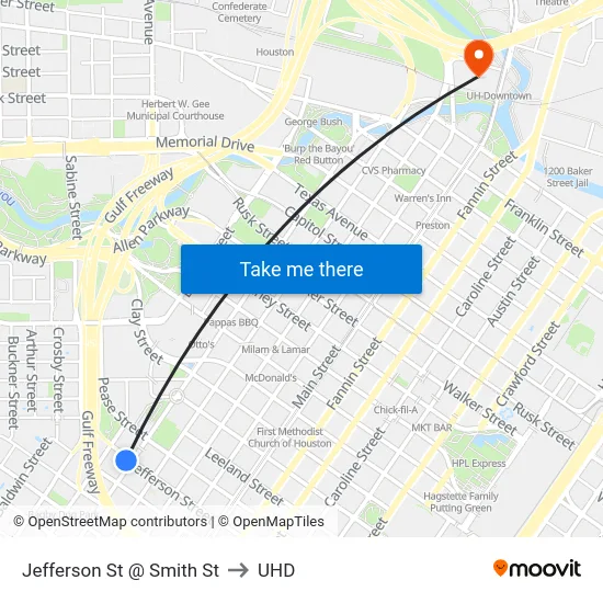Jefferson St @ Smith St to UHD map