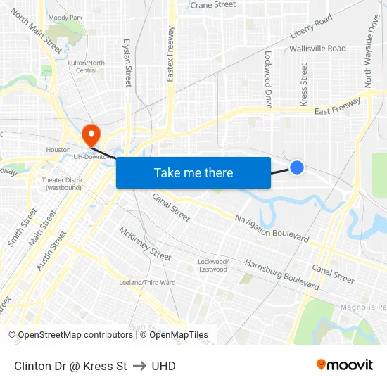 Clinton Dr @ Kress St to UHD map