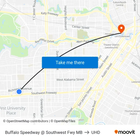 Buffalo Speedway @ Southwest Fwy MB to UHD map