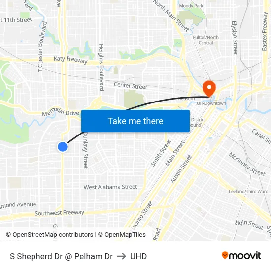 S Shepherd Dr @ Pelham Dr to UHD map