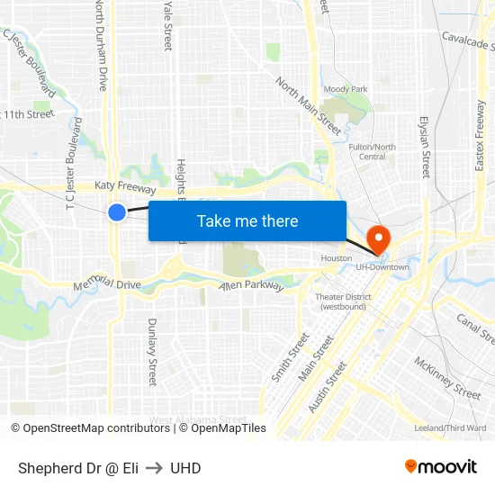 Shepherd Dr @ Eli to UHD map