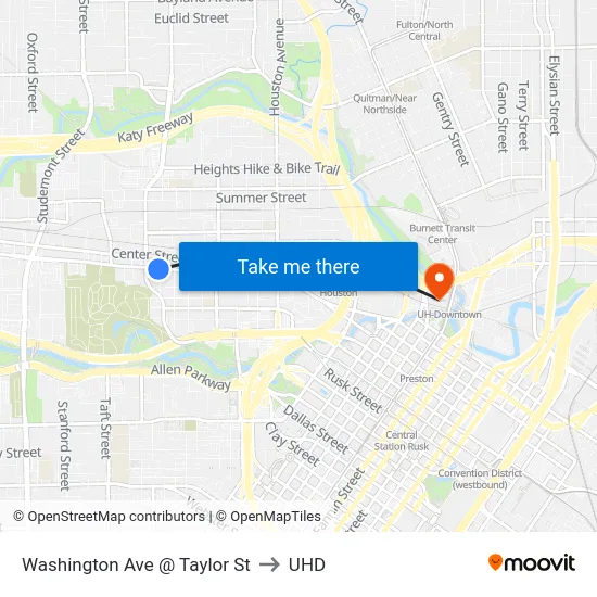 Washington Ave @ Taylor St to UHD map