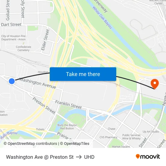 Washington Ave @ Preston St to UHD map