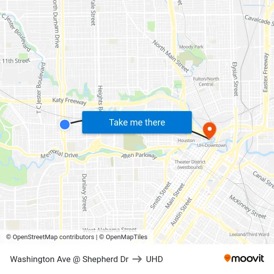 Washington Ave @ Shepherd Dr to UHD map