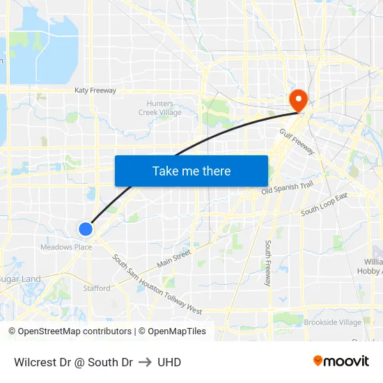 Wilcrest Dr @ South Dr to UHD map