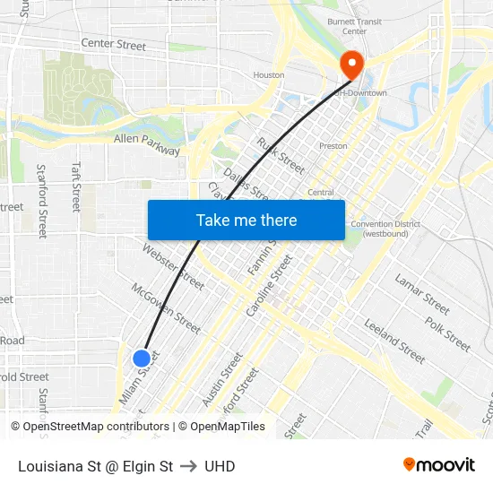 Louisiana St @ Elgin St to UHD map