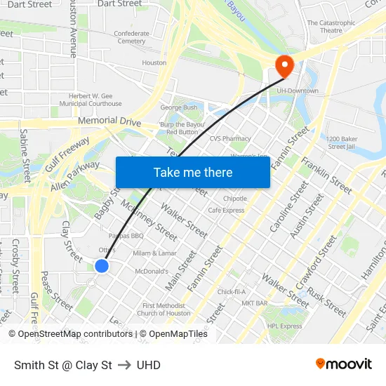 Smith St @ Clay St to UHD map