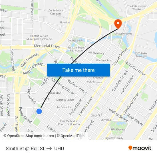 Smith St @ Bell St to UHD map