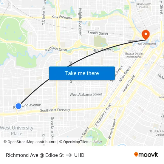 Richmond Ave @ Edloe St to UHD map