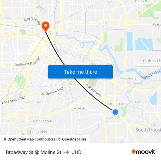 Broadway St @ Moline St to UHD map