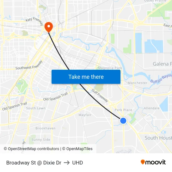 Broadway St @ Dixie Dr to UHD map