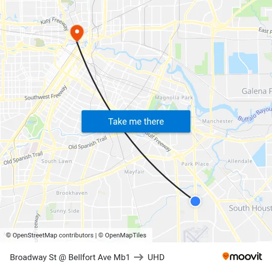 Broadway St @ Bellfort Ave Mb1 to UHD map