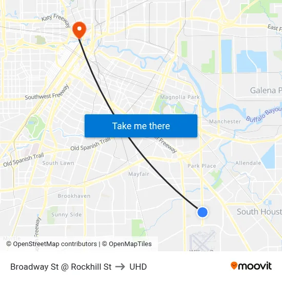 Broadway St @ Rockhill St to UHD map