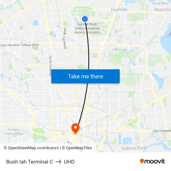 Bush Iah Terminal C to UHD map