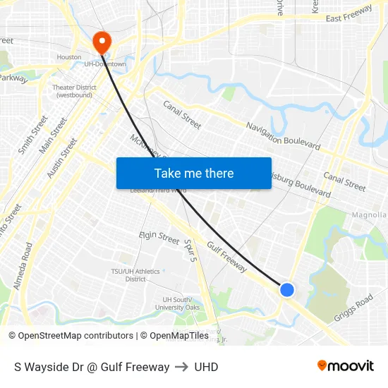 S Wayside Dr @ Gulf Freeway to UHD map