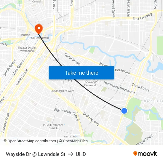 Wayside Dr @ Lawndale St to UHD map