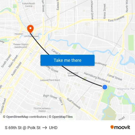 S 69th St @ Polk St to UHD map