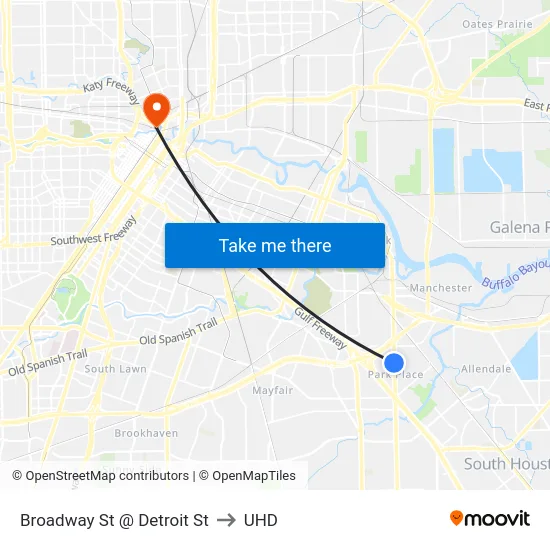 Broadway St @ Detroit St to UHD map