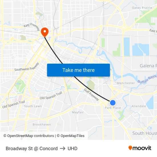 Broadway St @ Concord to UHD map