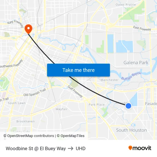 Woodbine St @ El Buey Way to UHD map