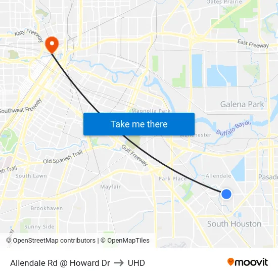 Allendale Rd @ Howard Dr to UHD map