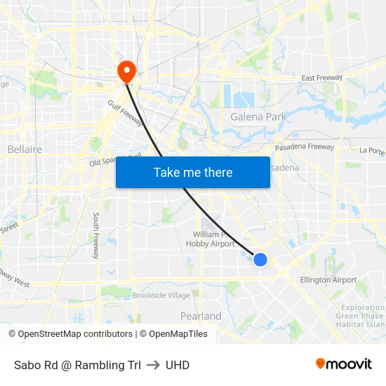 Sabo Rd @ Rambling Trl to UHD map