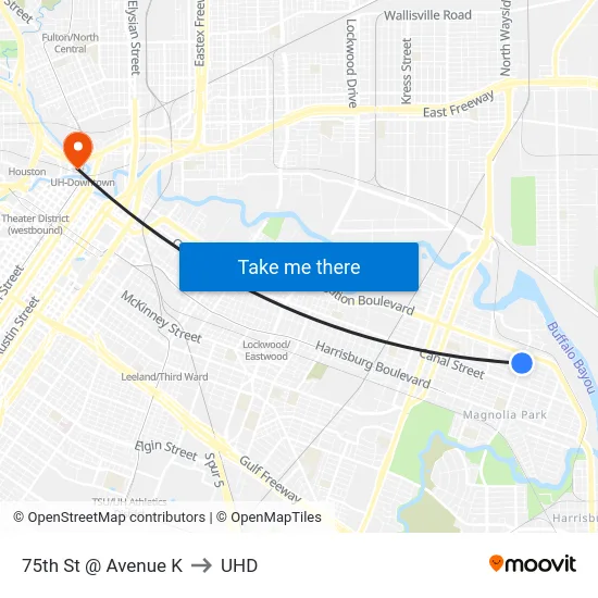 75th St @ Avenue K to UHD map