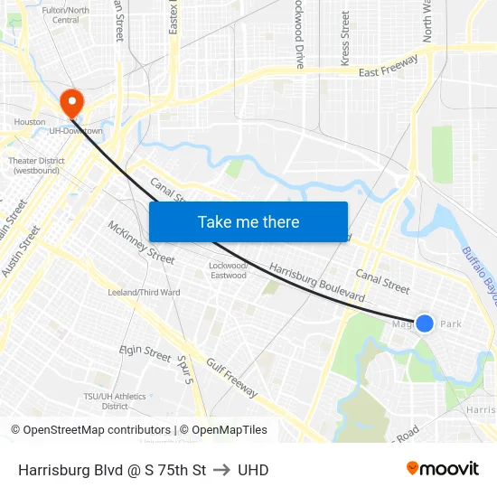 Harrisburg Blvd @ S 75th St to UHD map