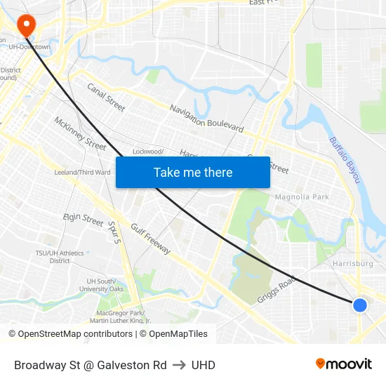 Broadway St @ Galveston Rd to UHD map