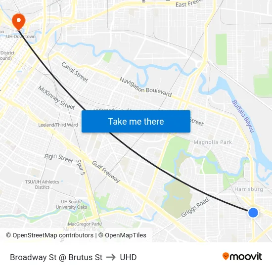 Broadway St @ Brutus St to UHD map