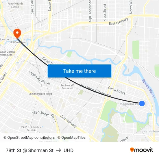 78th St @ Sherman St to UHD map