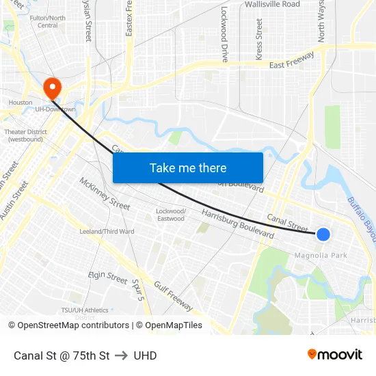 Canal St @ 75th St to UHD map