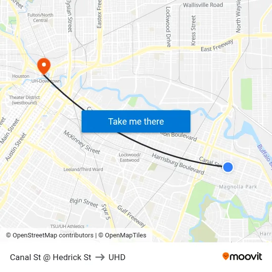 Canal St @ Hedrick St to UHD map