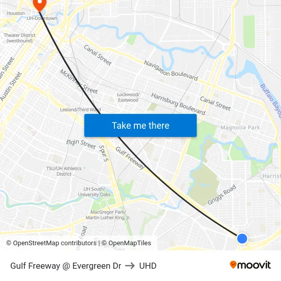 Gulf Freeway   @ Evergreen Dr to UHD map