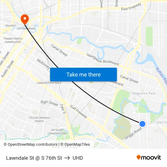 Lawndale St @ S 76th St to UHD map
