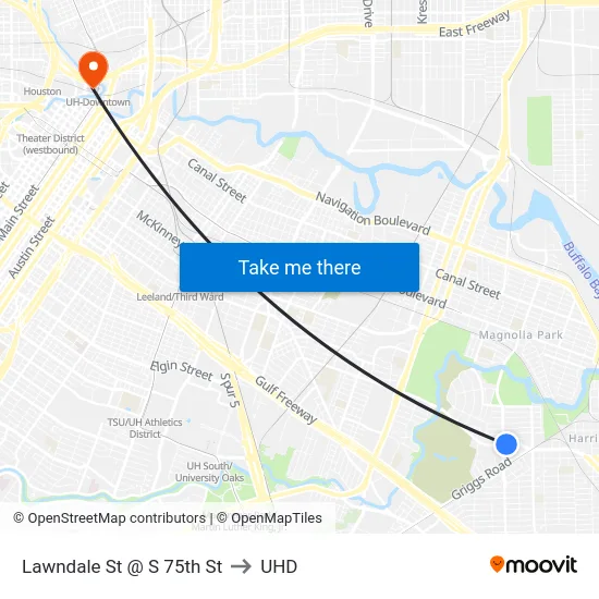 Lawndale St @ S 75th St to UHD map