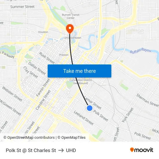 Polk St @ St Charles St to UHD map