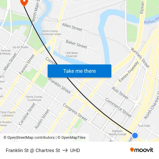 Franklin St @ Chartres St to UHD map